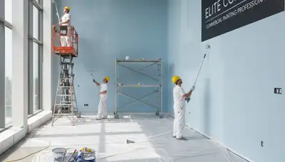 Commercial painting crew in Orlando, FL applying durable exterior coatings to a business property