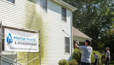 Vinyl siding pressure cleaning in Orlando, FL to remove algae, mildew, and dirt from a home exterior