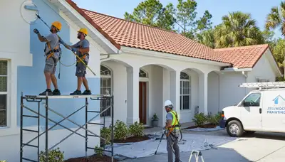 Exterior painting crew in Orlando, FL servicing a home with professional exterior paint application